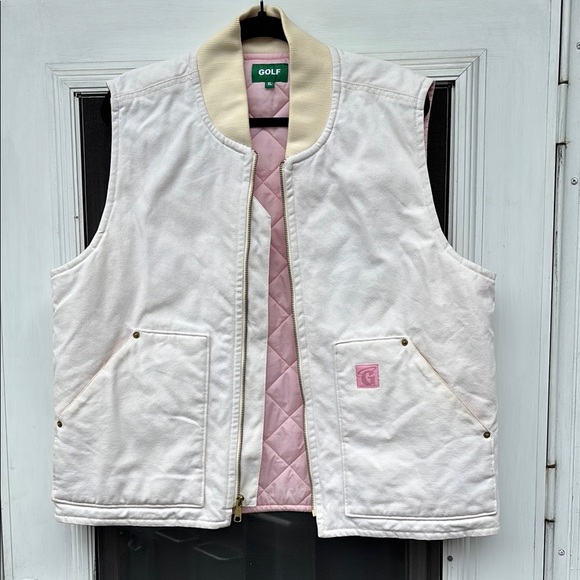 Golf Wang Cream Pink Quilted Vest-XL - Picture 1 of 14